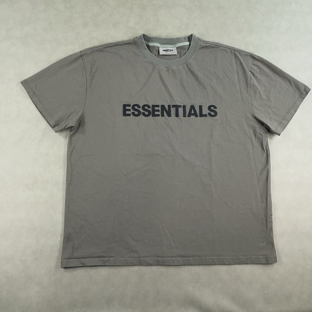 Fear Of God Essentials T-Shirt Short Sleeve Tee Men's Medium Brown Spell Out